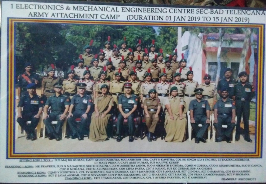Ms.NagaJothi,B.Sc.Information Technology student attended Army Attachment Camp