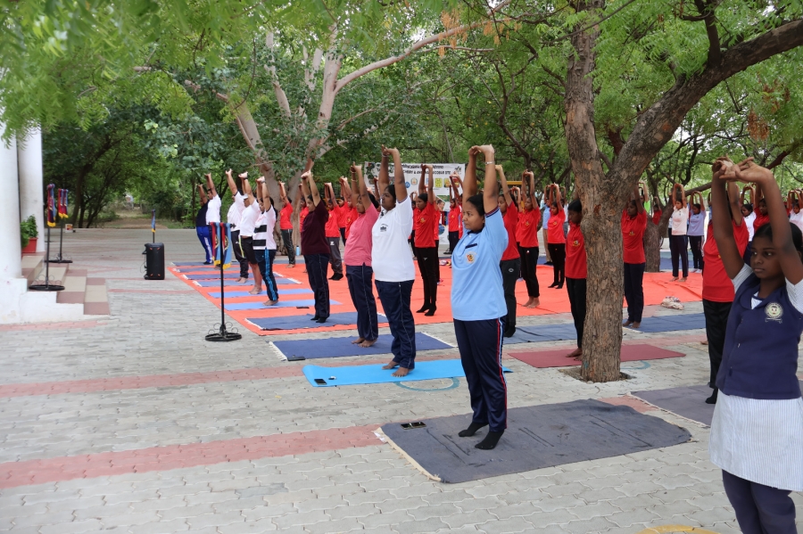 X International Yoga Day was organized by 3(TN) Girls Battalion NCC, Tirunelveli at Magdalene Matriculation Higher Secondary School, Shanthinagar on 21/06/24. The event began with a brief introduction on Yoga Day by Lt Col Deepak Singh Samant, Commanding Officer,  3(TN) Girls Battalion NCC, Tirunelveli. Totally 300 cadets from various schools and colleges participated in the event.
