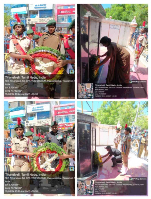 Cadets and ANO of Sri Sarada College for Women, Tirunelveli participated in Independence Day parade,  HAR GHAR TIRANGA CAMPAIGN & The Wreath Laying Ceremony organized By Lt Col D S Samant S M, Officer Commanding, 3 (TN) GIRLS BN NCC Tirunelveli on the occasion of 78th Independence Day Celebration at VOC ground, Palayamkottai. 