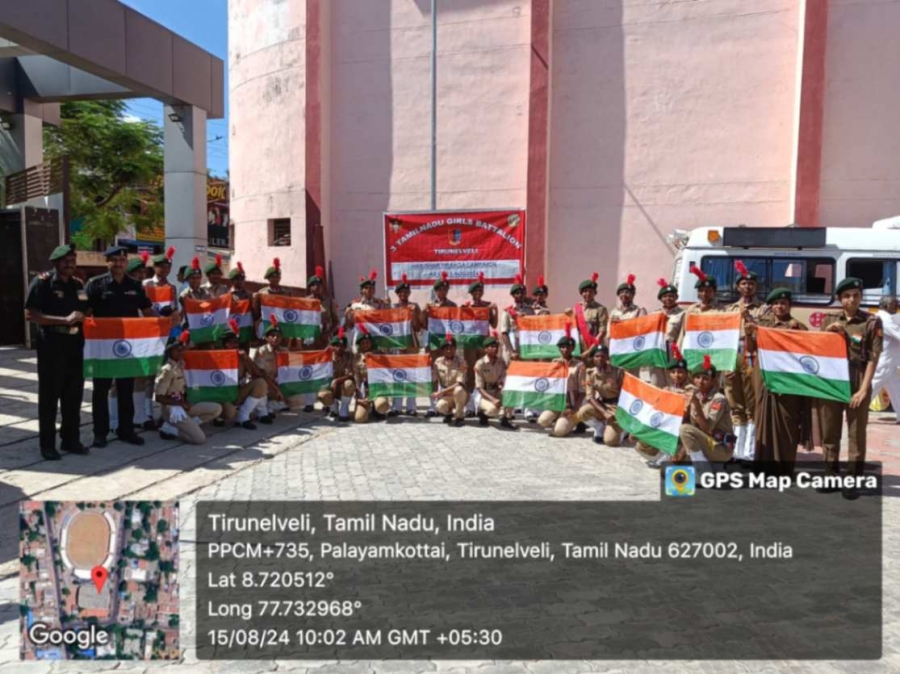 Cadets and ANO of Sri Sarada College for Women, Tirunelveli participated in Independence Day parade,  HAR GHAR TIRANGA CAMPAIGN & The Wreath Laying Ceremony organized By Lt Col D S Samant S M, Officer Commanding, 3 (TN) GIRLS BN NCC Tirunelveli on the occasion of 78th Independence Day Celebration at VOC ground, Palayamkottai. 